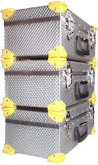 stack of cases using yellow corners